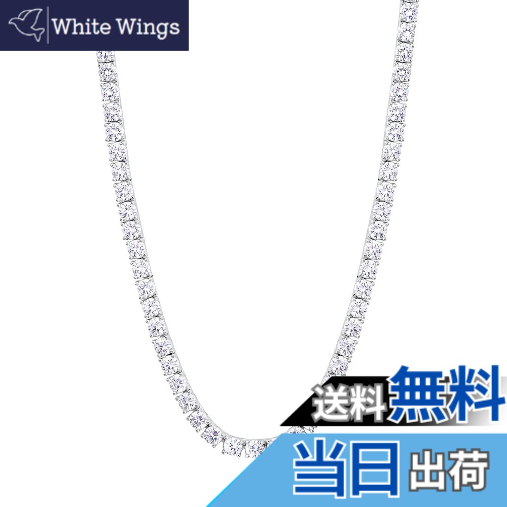 【送料無料】KRKC&CO テニスチェーン テニスネックレス 幅3mm CZダイヤ ホワイトゴールドメッキ レディース チェーンネックレス ジルコニア ヒップホップ ジュエリー ブリンブリン B系 ストリート系 アクセサリー (51, 3mm-ホワイトゴールド)