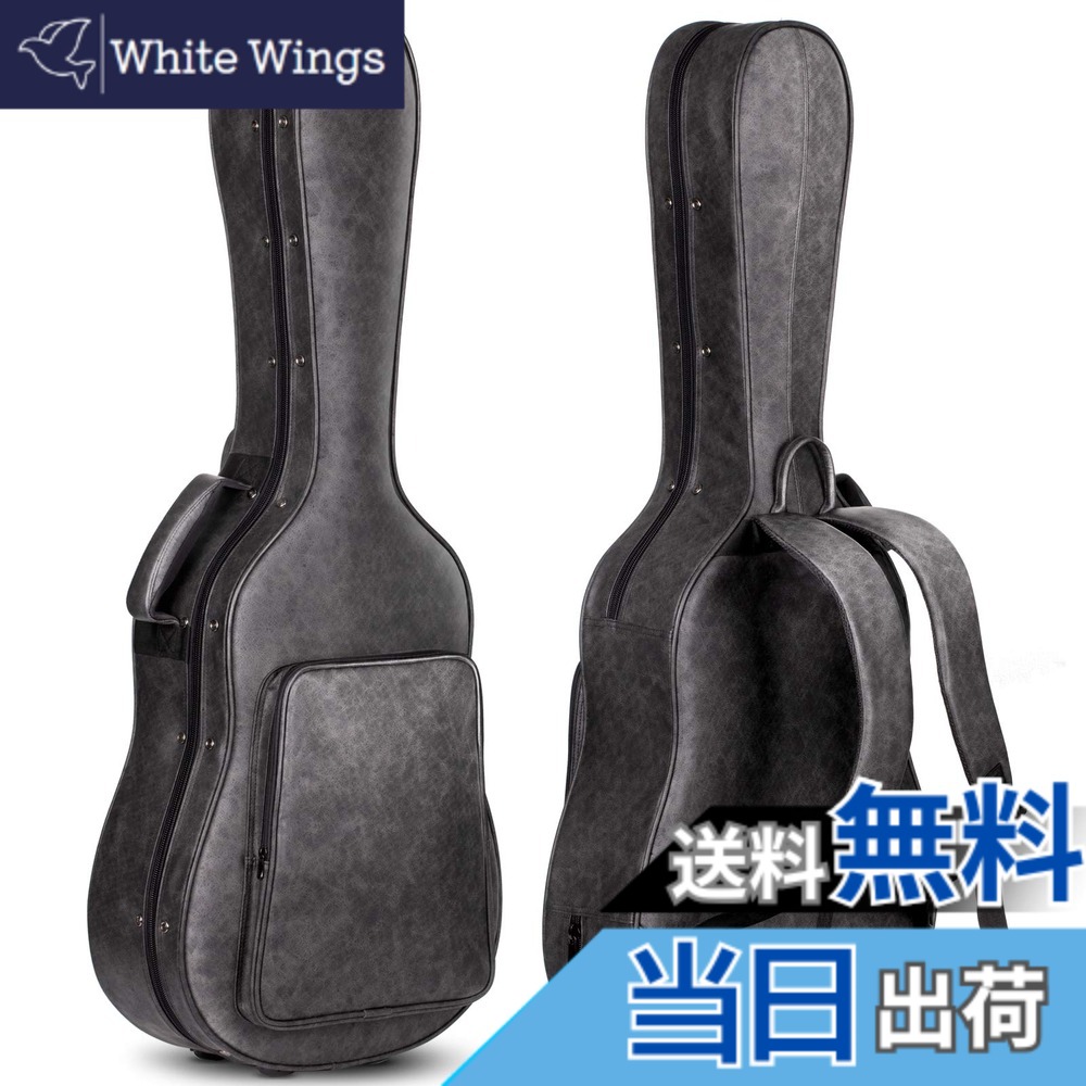 【送料無料】CAHAYA セミ ギターハードケース アコギ アコースティック PU材 防水 厚み20mm お手入れ簡単 ネックピロー付 3つのポケット 大容量 クラシックギター フォークギター セミハードケース 収納可能 ブラック CY0235｜White Wings
