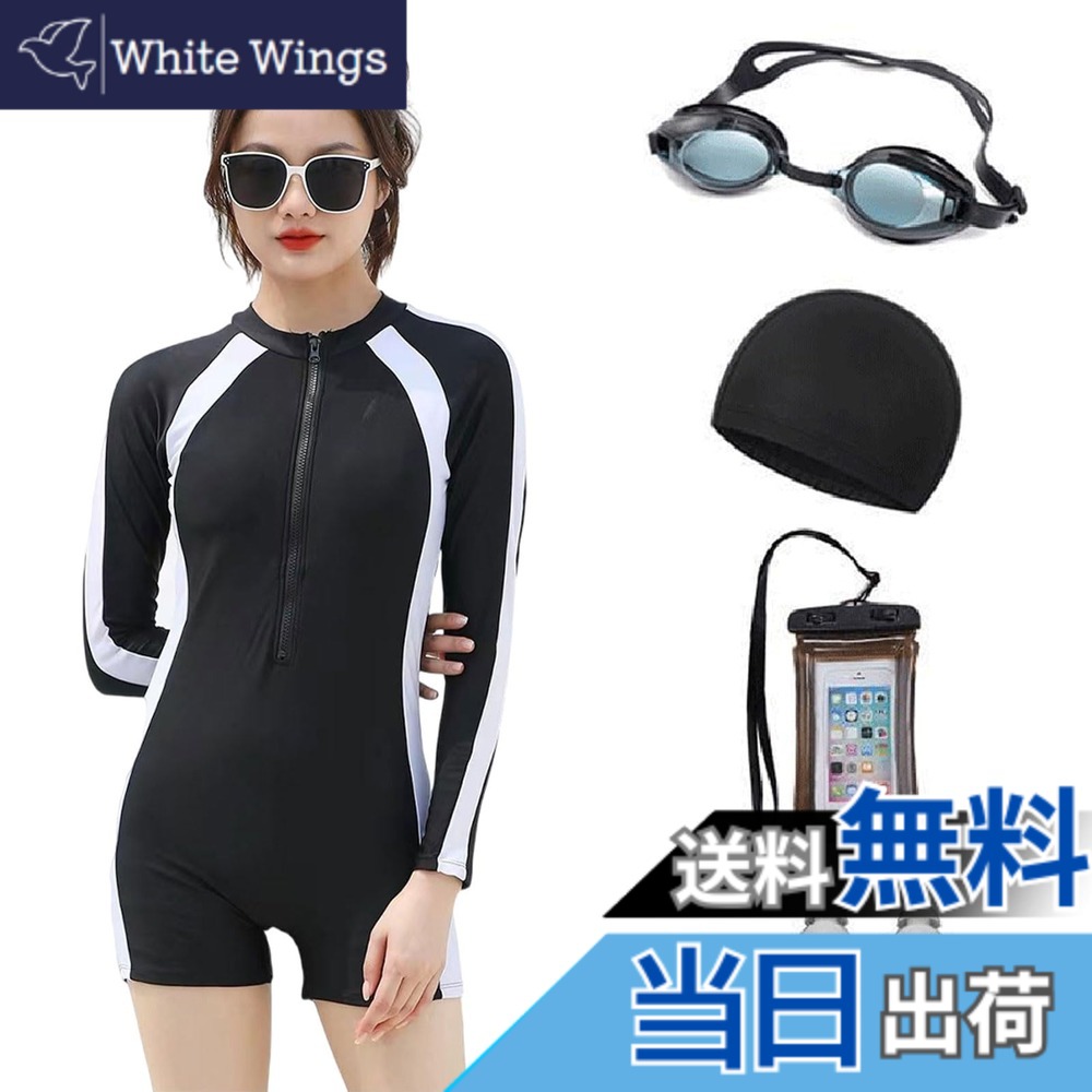 【送料無料】[LLWAAV] 競泳水着 レディース 競泳用水着 女性 体型カバー フィットネス水着 レディース スイムウェア 女性用（袖-M）