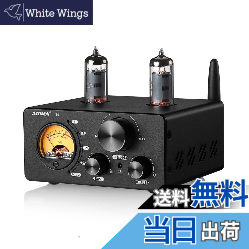 【貨物輸送無料】AIYIMA T9 Bluetooth 5.0 100W*2熱電子管アンプリファイアー 2.0通信路 無意味さ管 USB DACステレオHiFiホームオーディオデジタルアンプ RCA/COA/Opt/マイコン-USB、VU米突付き添い人