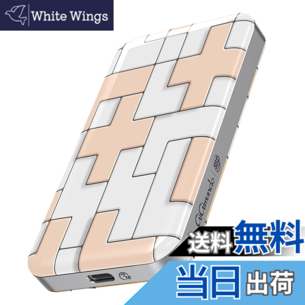 【送料無料】GiGimundo 外付けSSD 500GB 、ポータブルSSD 最大1210MB/sデータ転送 USB3.1 GEN2 高速SSD PC、ラップトップ、電話用外部ソリッドステートドライブ 3年の高性能|White Wings