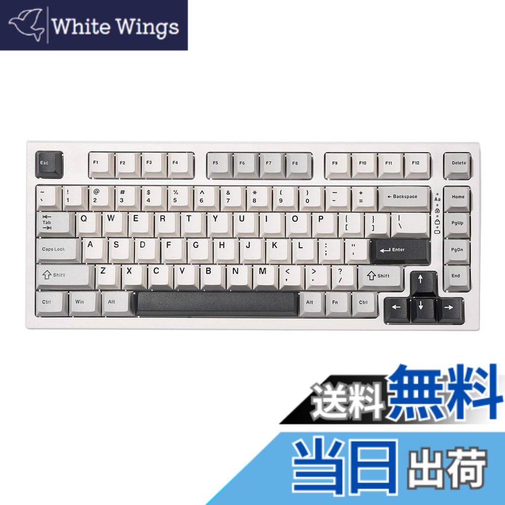 【送料無料】YUNZII YZ75 75% ホットスワップ対応ワイヤレスゲーミングキーボード RGBバックライト BT5.0/2.4G/USB-C、Dye Sub PBTキーキャップ Linux/Win/Mac用 技適認証取得（Gateron G Pro 黒軸,ホワイト)