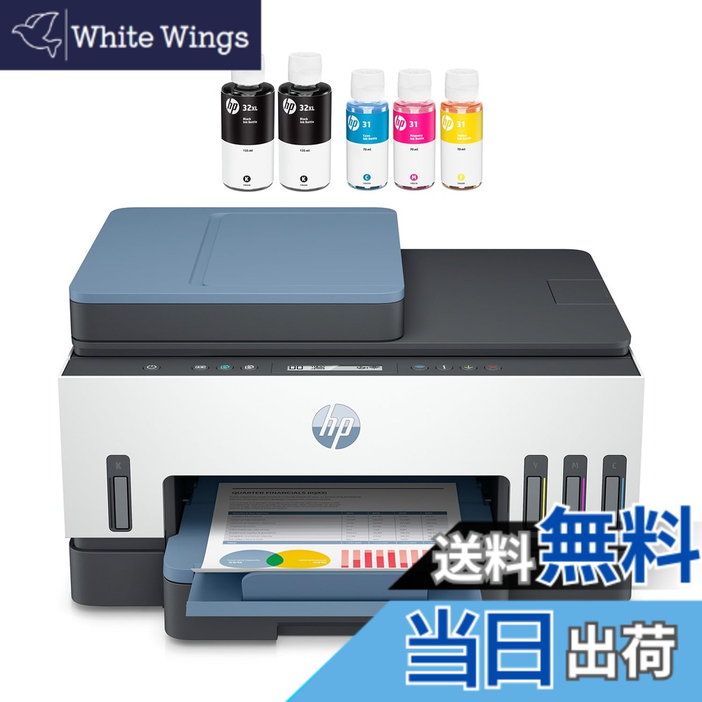 【送料無料】HP プリンター A4 インクジェット 複合機 HP Smart Tank 7306 デュアルバンドWi-Fi対応 自動両面印刷 スマホ対応 大容量インクタンク式 超低コスト印刷 前面給紙 両面ADF搭載 ブルー (28B76A0-AAAA)|White Wings
