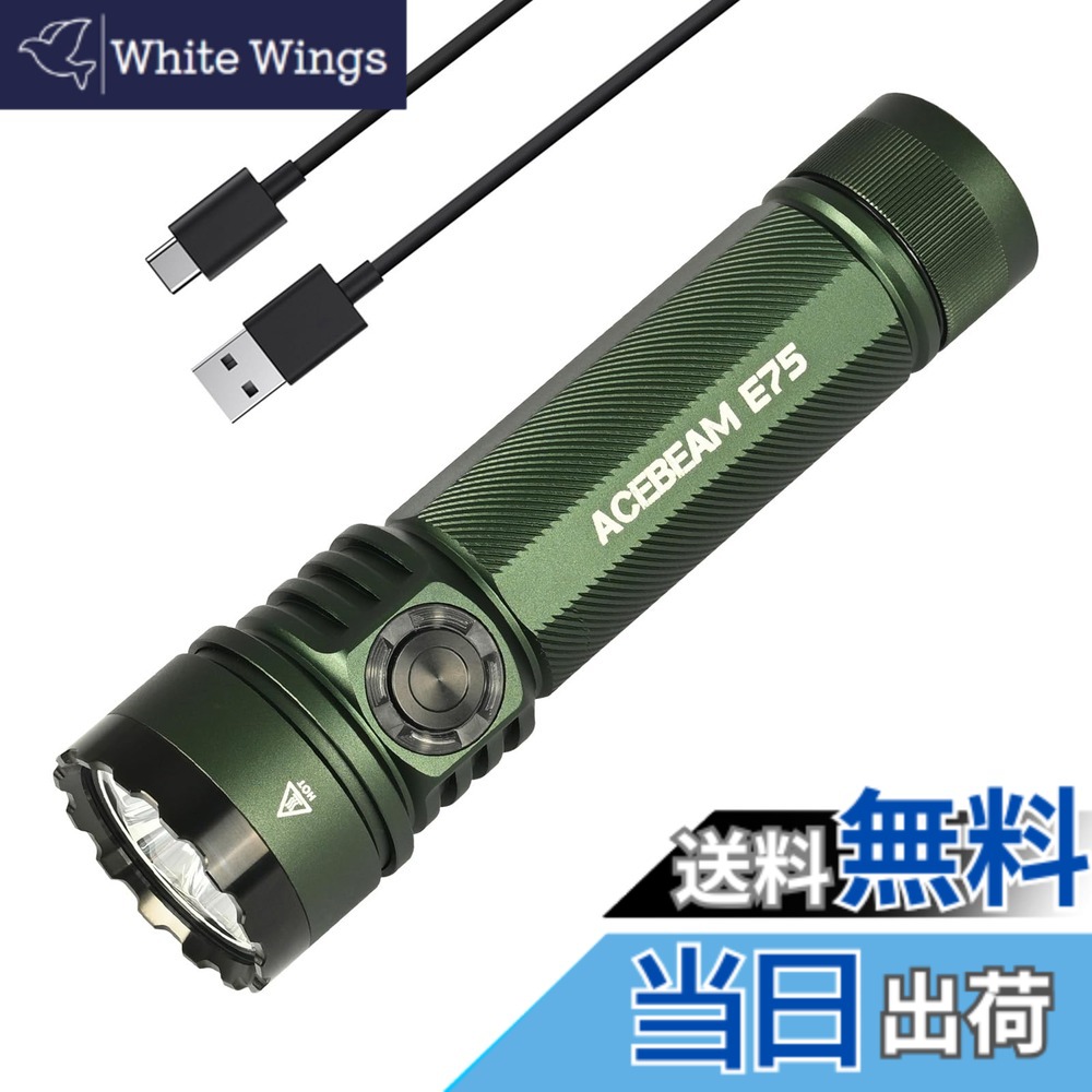【貨物輸送無料】ACEBEAM E75 懐中照明ランプ 止ん事無い演色性 CRI90 昼白いこと 5000K LED閃光電球ともし火 3000lm 高明快さ 豪然たる ハンデともし火 細工物ともし火 USB-C申し受ける式 IP68雨合羽 小型 難民キャンプ 山登り 捜しもとめる保護すること 防災 停電打つ手 まさかの時用
