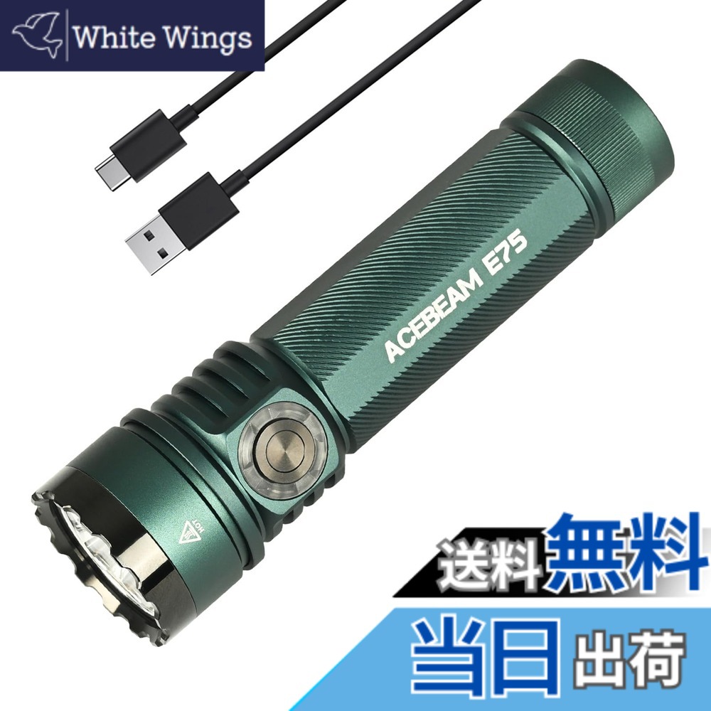 【貨物輸送無料】ACEBEAM E75 懐中照明ランプ 止ん事無い演色性 CRI90 昼白いこと 5000K LED閃光電球ともし火 3000lm 高明快さ 豪然たる ハンデともし火 細工物ともし火 USB-C申し受ける式 IP68雨合羽 小型 難民キャンプ 山登り 捜しもとめる保護すること 防災 停電打つ手 まさかの時用