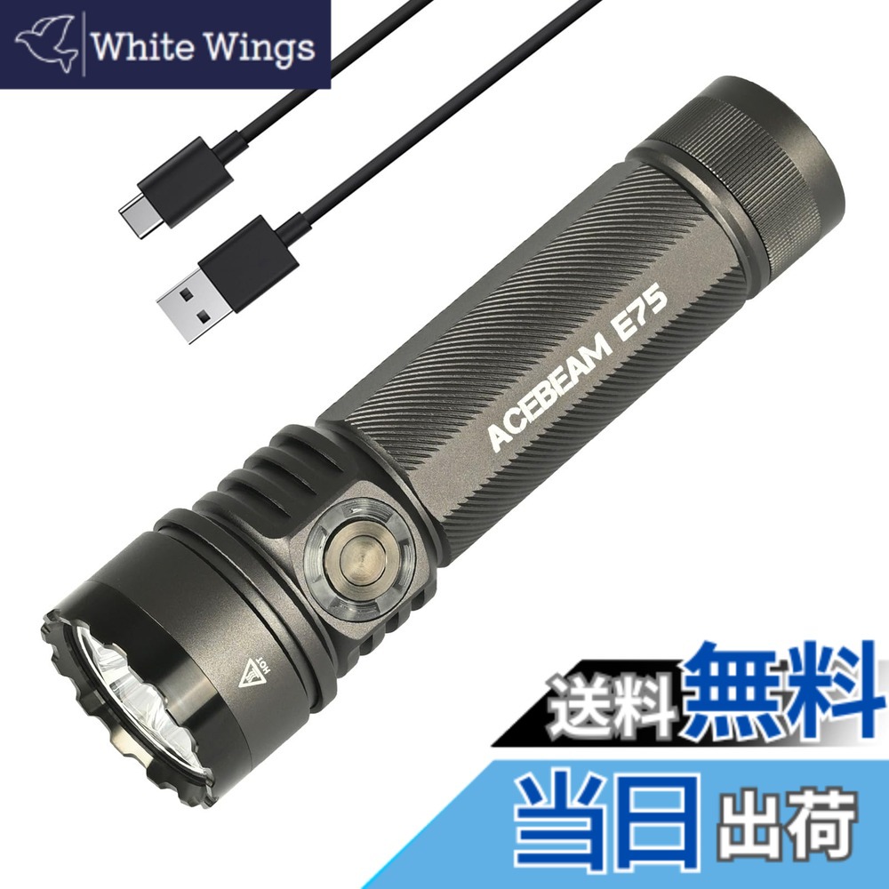 【貨物輸送無料】ACEBEAM E75 懐中照明ランプ 止ん事無い演色性 CRI90 昼白いこと 5000K LED閃光電球ともし火 3000lm 高明快さ 豪然たる ハンデともし火 細工物ともし火 USB-C申し受ける式 IP68雨合羽 小型 難民キャンプ 山登り 捜しもとめる保護すること 防災 停電打つ手 まさかの時用