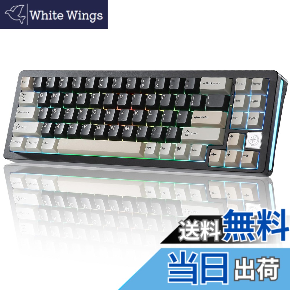 【送料無料】YUNZII AL71 68% ゲーミングキーボード フルアルミCNC ホットスワップ対応 無線 ガスケット メカニカルキーボード NKRO 2.4GHzワイヤレスBT5.0/USB-C 有線 RGBバックライト Win/Mac用 お贈り物 技適認証取得（ブラック、クリスタルホワイトスイッチ）｜White Wings