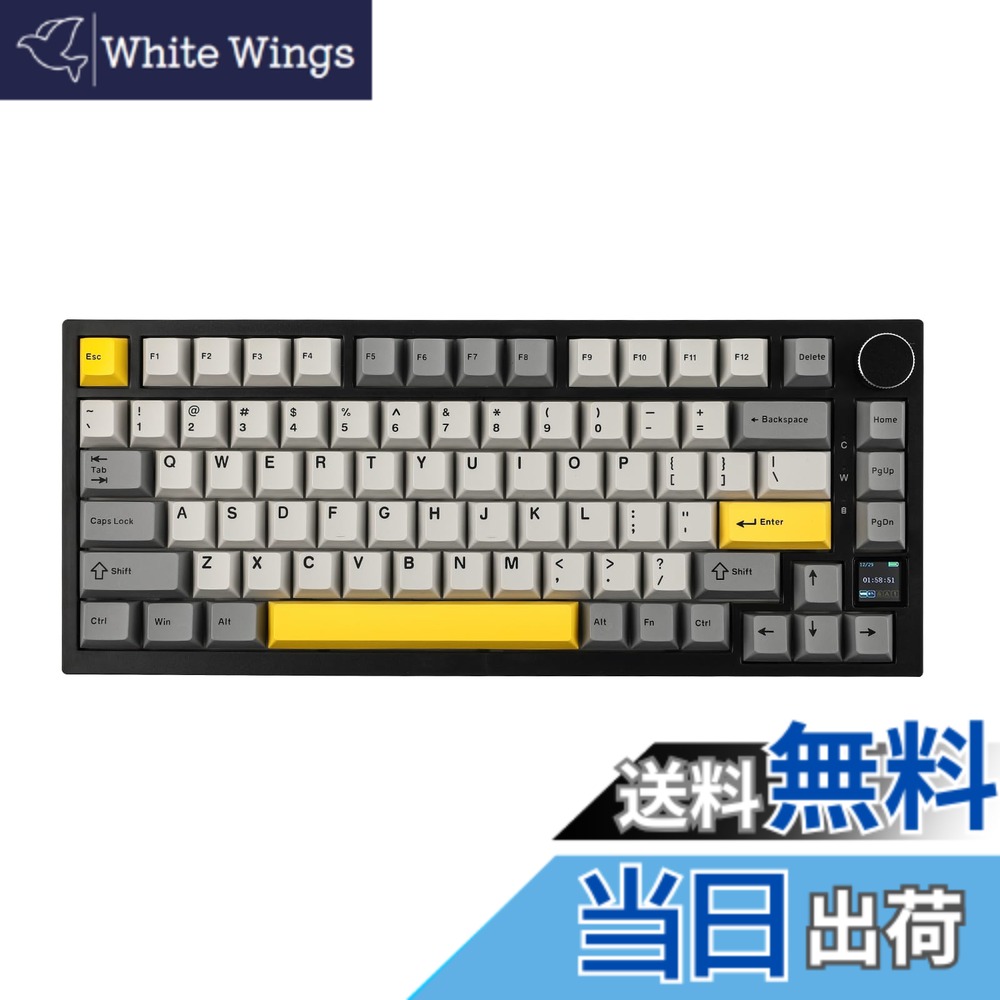 【送料無料】EPOMAKER Ajazz AK820 Pro ゲーミングキーボード 75% ガスケット搭載 メカニカルキーボード TFTスクリーン 3モード(Bluetooth 5.1/2.4Gワイヤレス&Type-C有線) 消音フォーム搭載 (Grey, Ajazz Flying Fish Switch)