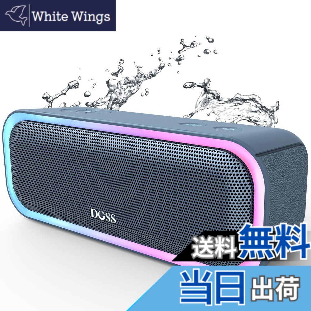 【送料無料】DOSS SoundBox Pro Bluetooth スピーカー20W 強化された低音 ワイヤレス ポータブル 小型 ブルートゥース スピーカー【イルミネーション機能 20時間再生 IPX6防水 パッシブラジエーター搭載 ワイヤレスステレオ Aux/TFカード対応/風呂/アオトドア適用】(スト