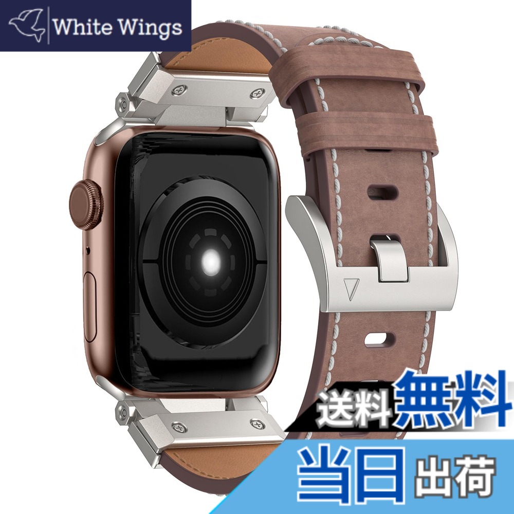 【送料無料】CABOBE Apple Watch バンド 革 Apple Watch 9/8/7 Apple Watch SE/SE2/6/5/4 Apple Watch 3/2/1 Apple Watch Ultra2/Ultra 対応 アップルウオッチ バンド 本革 ビジネス ステンレス製 49mm 45mm 44mm 42mm 耐衝撃 男女通用 高級ベルトレザー製 (49mm 45mm 4