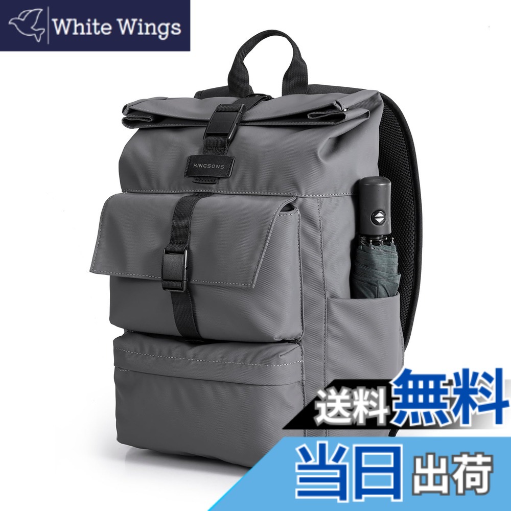 【貨物輸送無料】[Kingsons] 背嚢 商行為背嚢 メンズ 雨合羽 15.6in パソコン背嚢雨合羽 チャック 軽さ リックサックメンズ 大静電容量 A4納める可 通い うしろ側容器に並べる 薄型 高校生 通学 出張 旅する 色：KS3327W-点火装置薄墨色、大きさ：Free Size