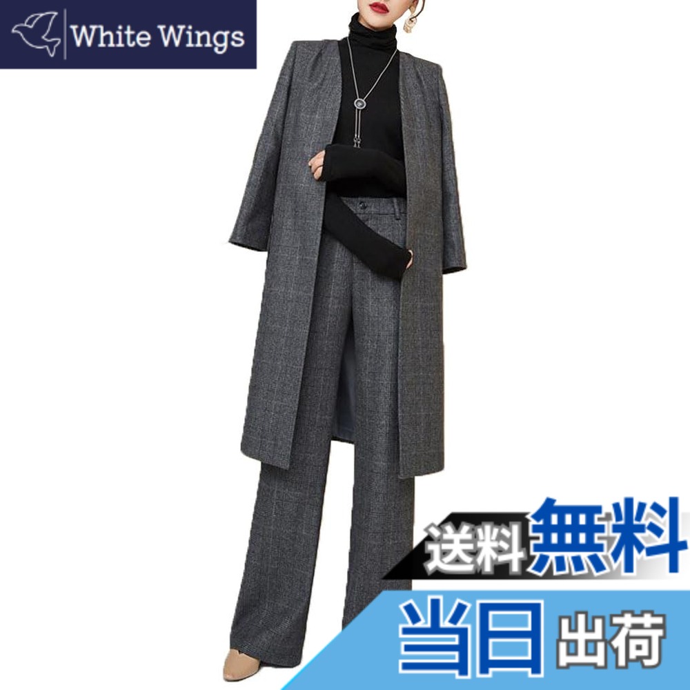 【貨物輸送無料】[DYIOPMFGZ] セットアップ 上下仕掛ける フォーマル 背広 ズボン下背広 レディース 厚地の外套 照合のしるし上衣 2点仕掛ける 広広としたズボン下 アウター フォーマルウェア 心地好い 卒園式 はいり込む式 卒式 御祝い 時間冬 色：薄墨色、大いさ：XL パンツスーツ-スーツ・セットアップ-レディースファッション