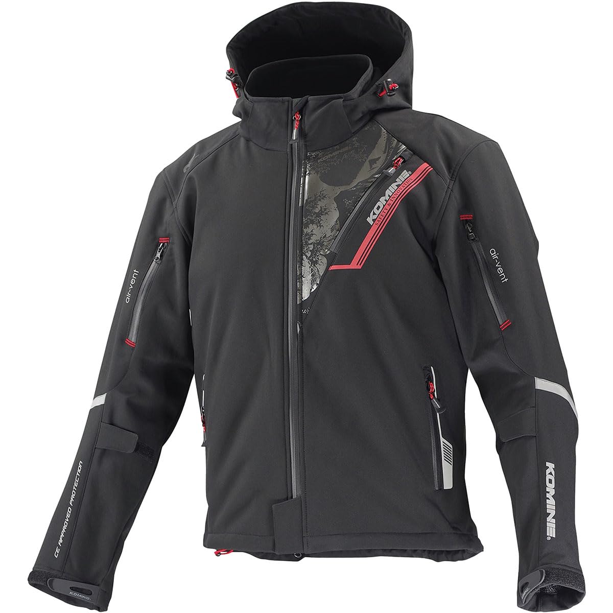 【送料無料】[コミネ] バイク用 プロテクトソフトシェルウィンターパーカ-イフ JK-579 JK-5791 JK-5792 JK-5793 秋冬春向け 防寒 CE規格レベル2 CE規格 ストレッチ素材 防風 プロテクター 色：Black/Fugaku、サイズ：L｜White Wings