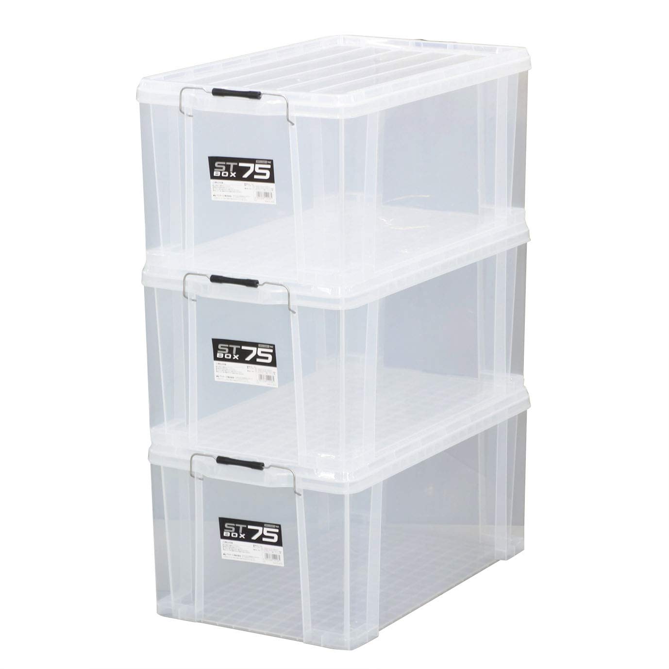 【送料無料】JEJアステージ 収納ボックス STボックス #75 クリア 奥行71.6x高さ32.3x幅42.5cm 3個セット 色：3)STボックス クリア (積み重ね自由)、サイズ：#75 [3個セット]｜White Wings