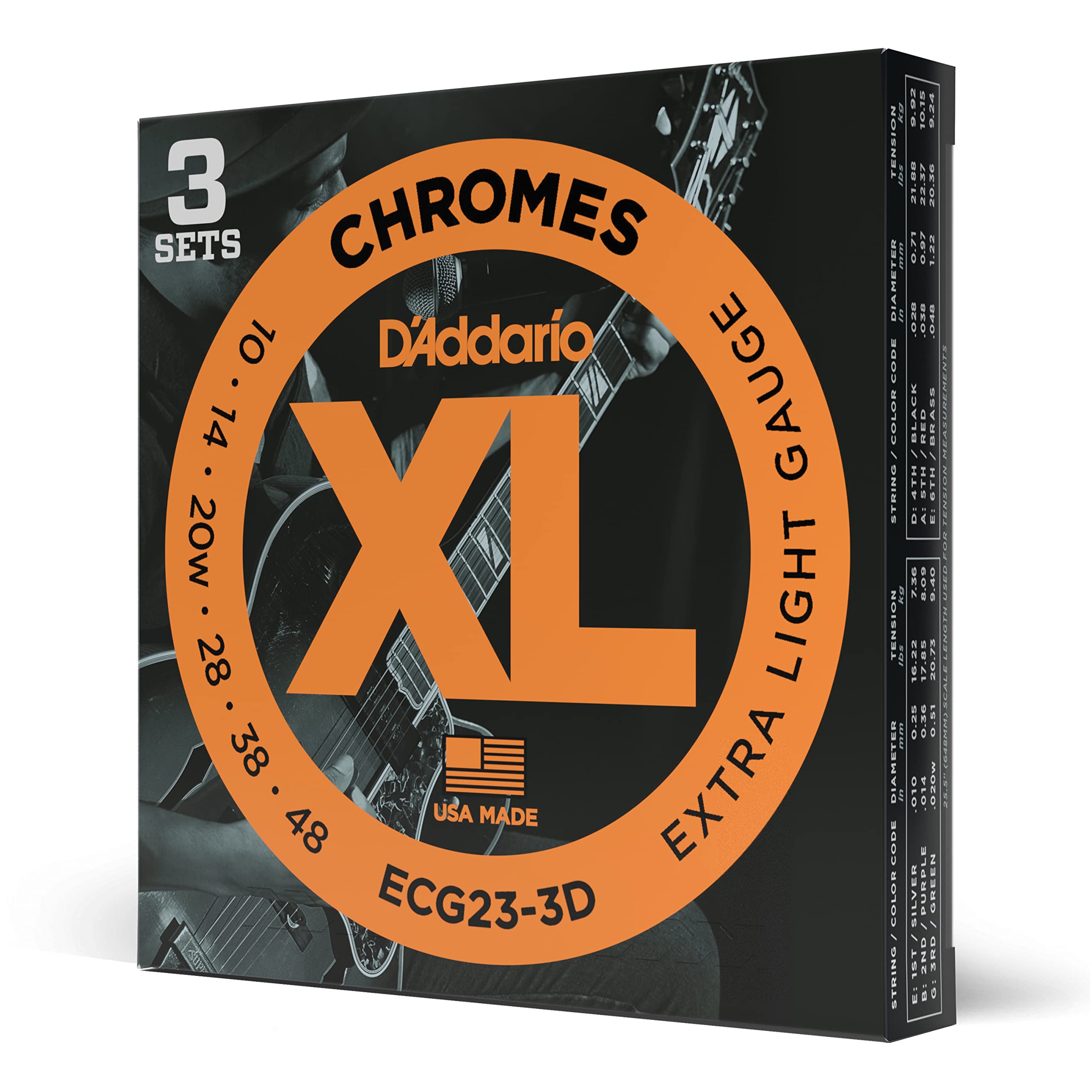 【送料無料】D'Addario ダダリオ エレキギター弦 XL Chromes フラットワウンド 【国内正規品】 色：クロム、サイズ：010-048｜White Wings