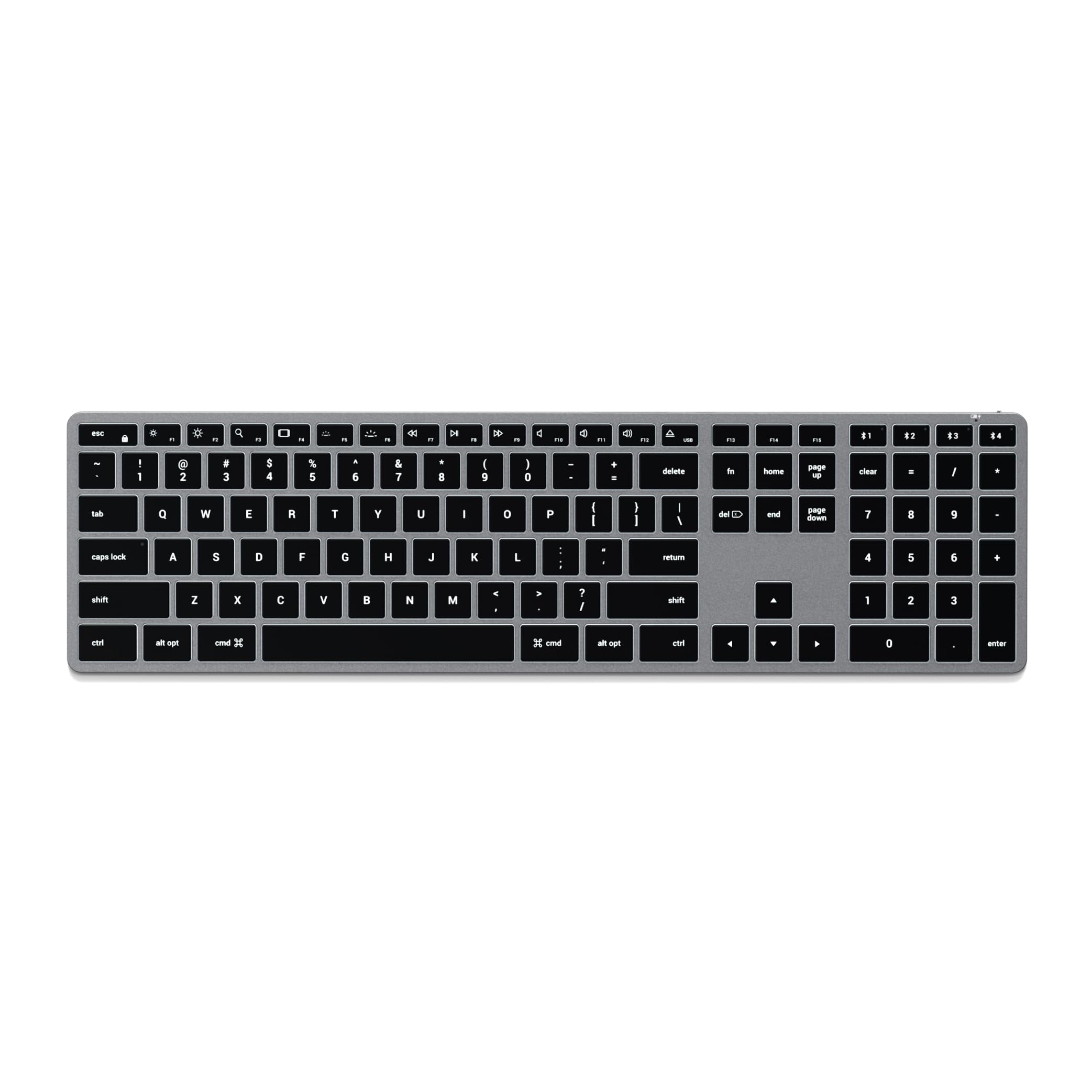 【送料無料】SATECHI スリム Xシリーズ Bluetooth バックライトキーボード マルチペア 色：スペースグレイ、サイズ：3ゾーン｜White Wings