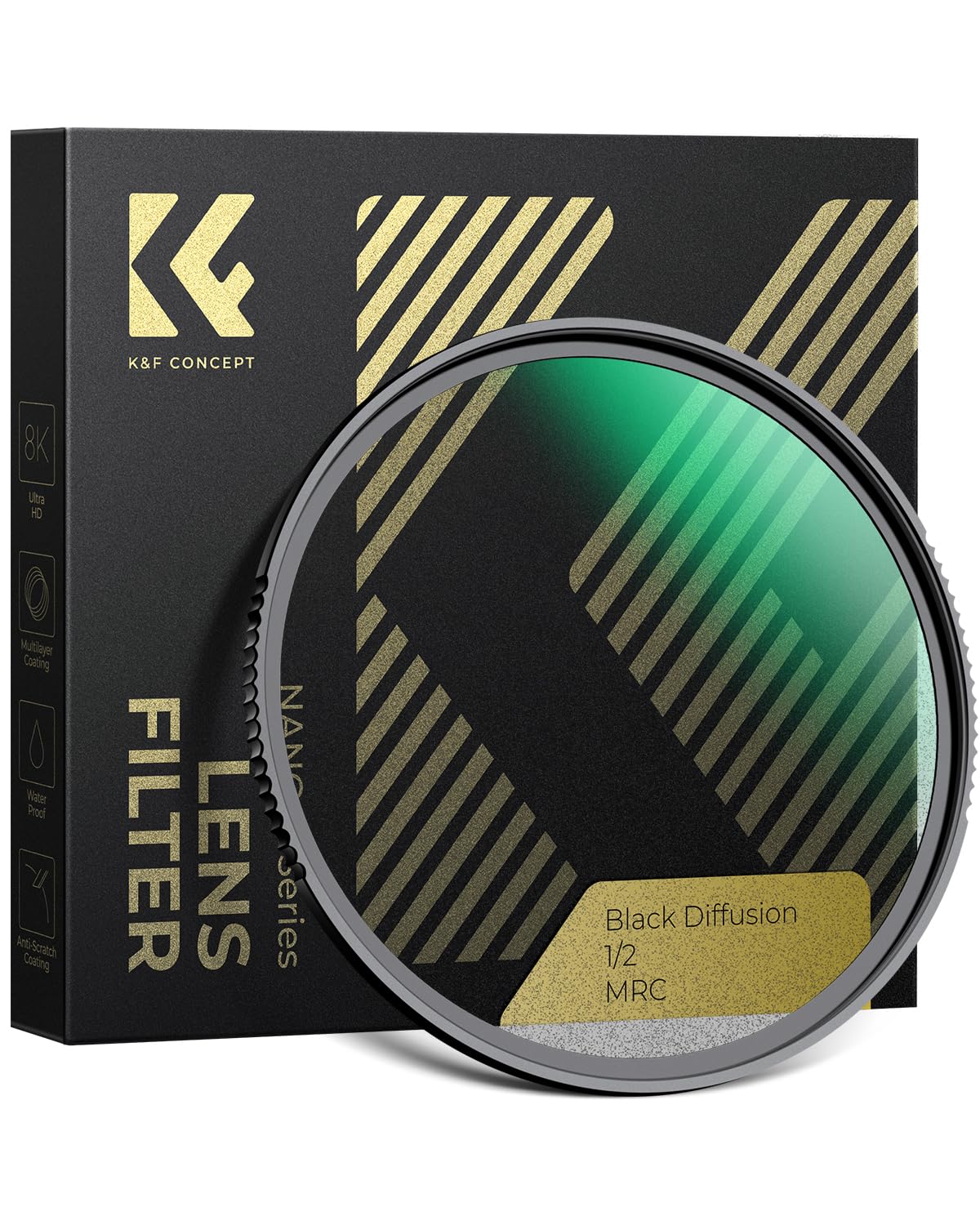 【送料無料】K&F Concept 1/2 ブラックミスト サイズ：72mm｜White Wings
