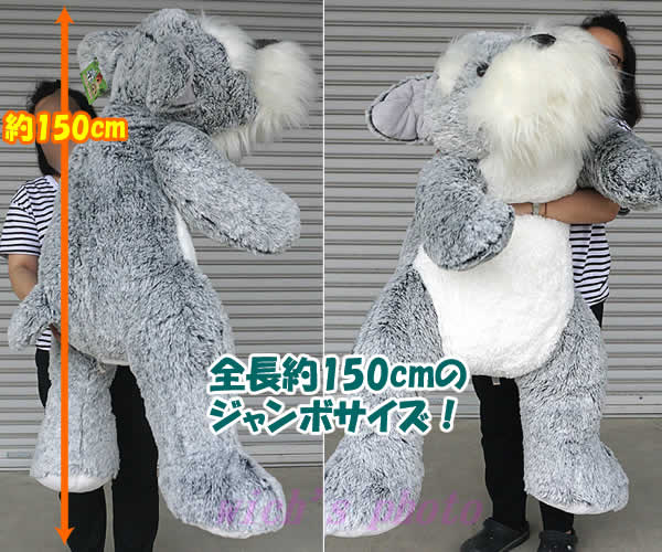 楽天市場 送料無料 全長150cmの超巨大 犬のぬいぐるみ シュナウザー Plush Puppy ウイッチ