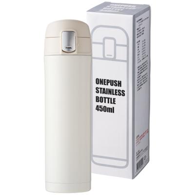 ワンプッシュ真空ステンレスボトル４５０ｍｌ（オフホワイト）（@599円税別 48本単位 メーカー直送品・時間指定不可）｜ウイッチ