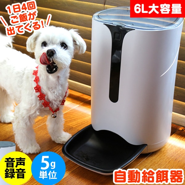 特売 楽天市場 Sale価格 あす楽 送料無料 自動給餌器 猫 犬 ペットフィーダー 5g単位 少量ずつあげられる 1日4回 ボイスレコーダー搭載 大容量6l 給餌器 ペット 自動餌やり機 猫 自動 餌 えさ 自動 餌 やり エサ 留守 ドッグフード キャットフード オート