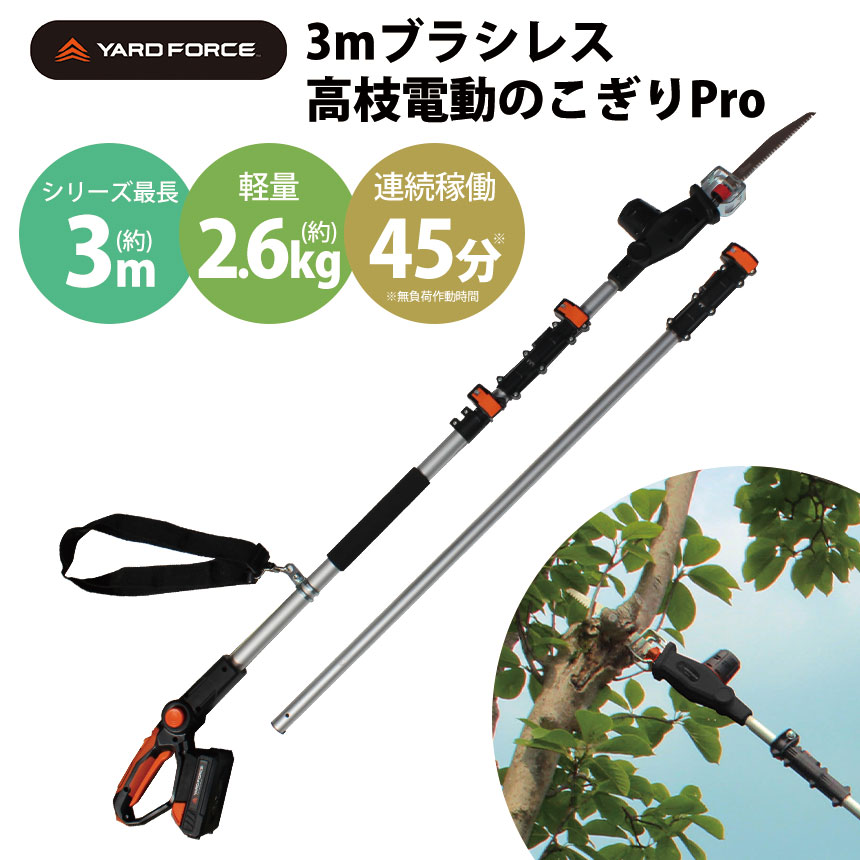 【ポイント10倍】YARD FORCE ヤードフォース 3mブラシレス 高枝電動のこぎり Pro 3m コードレス 軽量 伸縮 高枝電動のこぎり 24V LSC21PA-JP YARDFORCE 高枝切りのこぎり 電動 のこぎり 高枝切り電動チェーンソー 充電式 電動のこぎり 小型 家庭用 電動ノコギリ 剪定 女性 17,729円