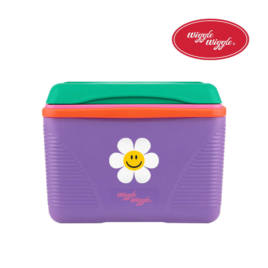 【Wiggle Wiggle公式】クーラーボックス - Purple & Green(20L)最長72時間保冷 保冷力 大容量 小型 部活 おしゃれ かわいい ドリンクホルダー 保冷剤 おしゃれ ピクニック 氷 保冷力 アウトドア キャンプ 軽い スポーツ 韓国 人気