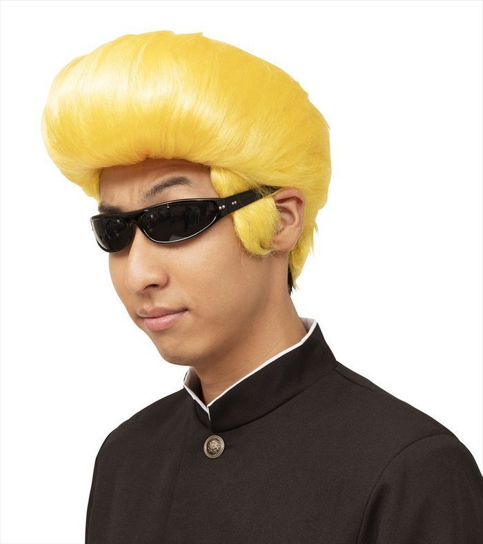 カツランド つっぱりリーゼント ゴールド ヤンキー コスプレ ウィッグ 不良 ツッパリ パンクロック 暴走族 かつら パーティーグッズ