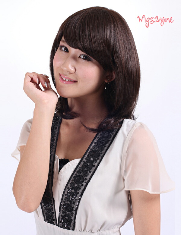 【Wigs2you】耐熱 ウィッグ 簡単着用 日本製高級ファイバー使用 W-524 ミディアムストレート フルウィッグ 最高級 ナチュラル サラつや かつら 女装 レディースファッション 医療ウィッグ【BOX受取対象商品】｜Wigs2you
