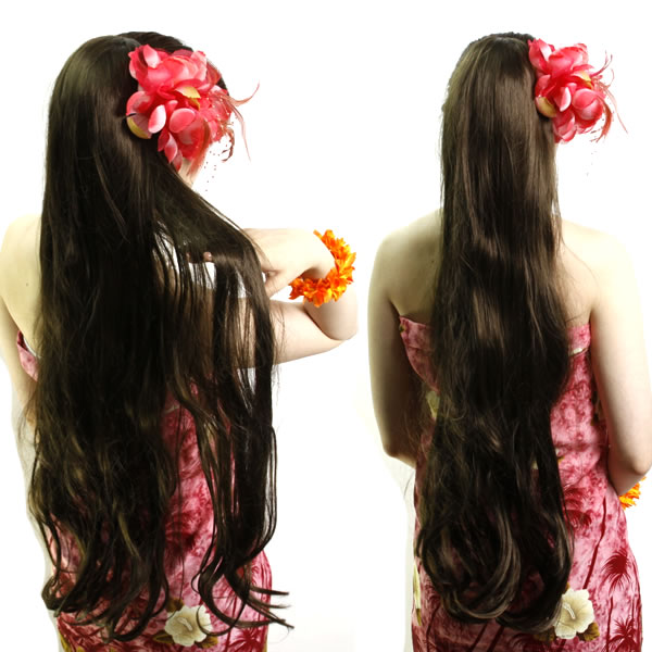 楽天市場 ウィッグ フラダンス フラウィッグ ハーフウィッグ ロング 人気 発表会 お稽古 ウィッグ ｗｉｇ ルネス