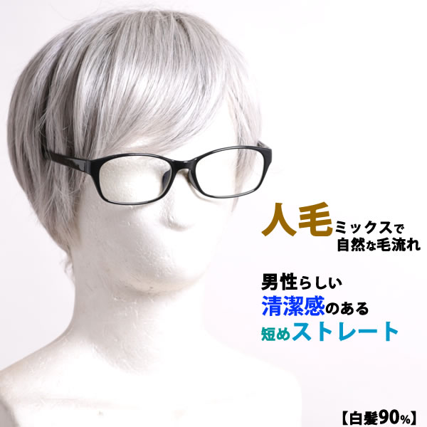 ウィッグ 白髪 しらが 男性用 メンズ 医療用ウィッグ かつら 送料無料 フルウィッグ グレーヘアーオールウィッグ 半手植え 人気 人毛 人毛ミックス Hm0set Salon Raquet De