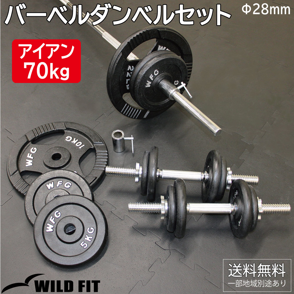 【楽天市場】アイアンバーベルダンベルセット 100kg【送料無料】 筋トレ ダンベル バーベルセット 可変式 トレーニング器具 ベンチプレス 鉄アレイ  [WILD FIT ワイルドフィット] : ワイルドフィットネットショップ