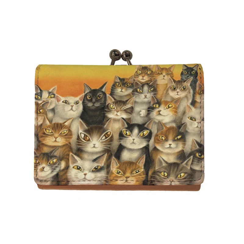 わちふぃーるど がま口 三つ折り 福財布 ねこのしま