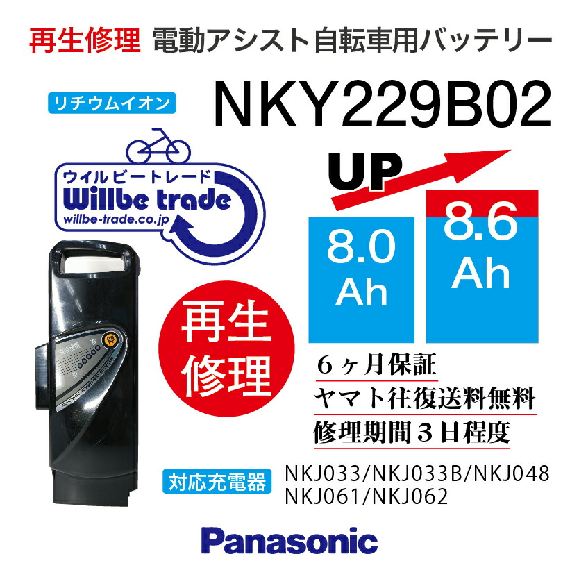 【楽天市場】【PANASONIC/パナソニック 電動自転車バッテリー NKY256B02(5.0→7.8Ah)電池交換、往復送料無料、6か月保証、無料ケース洗浄】  : 電動自転車バッテリー再生・修理店