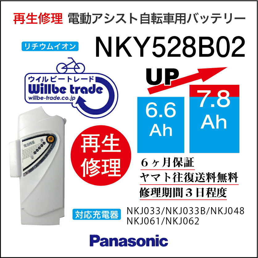 ご注意ください Panasonic電動アシスト自転車バッテリー6.6Ahと充電器