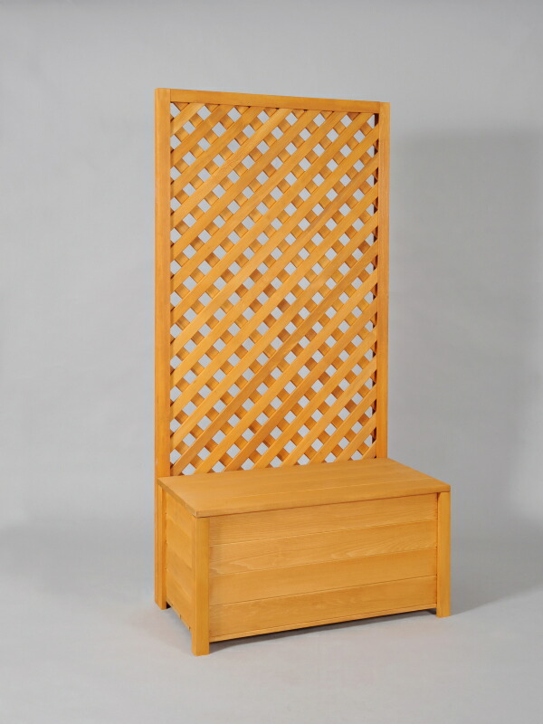 木製 高さ 横幅 合計210cm以内 ベンチ Willベランダガーデン B 匠が1cm単位のご希望サイズで製作いたします 905 サイズオーダー パイン色 天然木製 目隠し 収納 日本製 ベランダ 収納ボックス付き 特注ラティスフェンス匠 目隠し ななめ格子 手造り