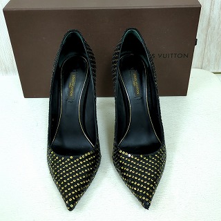 Louis Vuitton ルイヴィトン パンプス スパンコール サイズ36 ブラック ゴールド イタリア製 レディース【中古】Bランク　ギフト　プレゼント｜ウィルマート　店