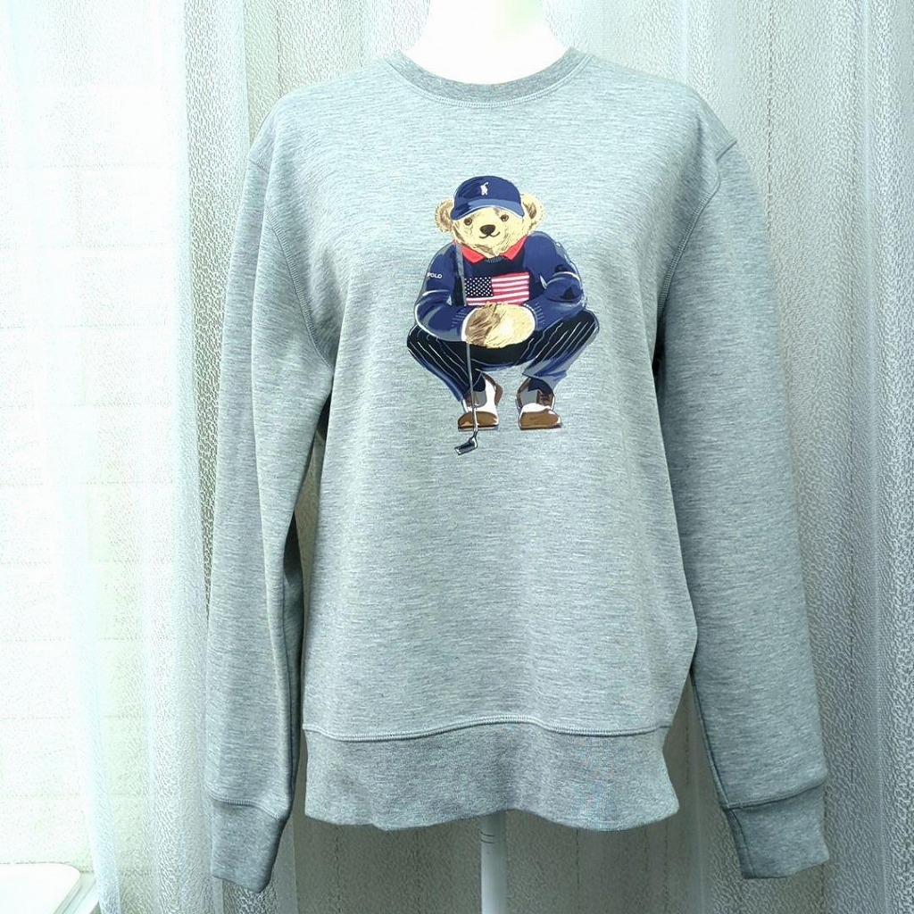 RALPH LAUREN ラルフローレン グレー ゴルフ ポロ ベアプリント スウェット カンボジア製 レディース【中古】Bランク ギフト プレゼント|ウィルマート 店