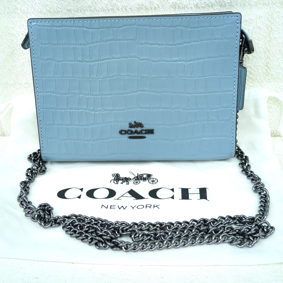 極美品 コーチ ホールデン クロスボディバッグ ショルダー レザー チェーン 紺 COACH コーチ バッグ レディース ショルダーバッグ 新作セール