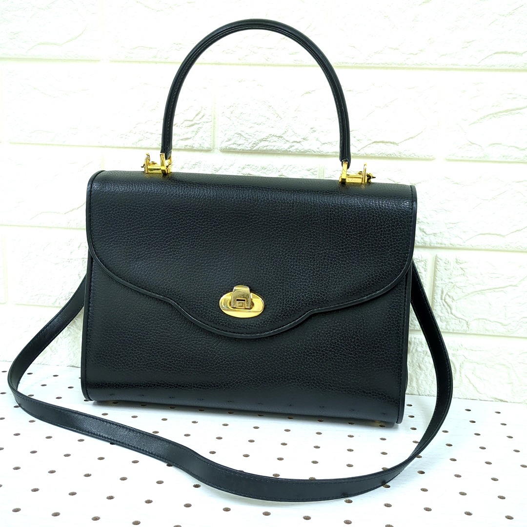 Ballyバリー 2way ハンドバッグ ショルダーバッグ レザー　ブラック系 楽天市場】美品 BALLY バリー ヴィンテージ ブラック 黒
