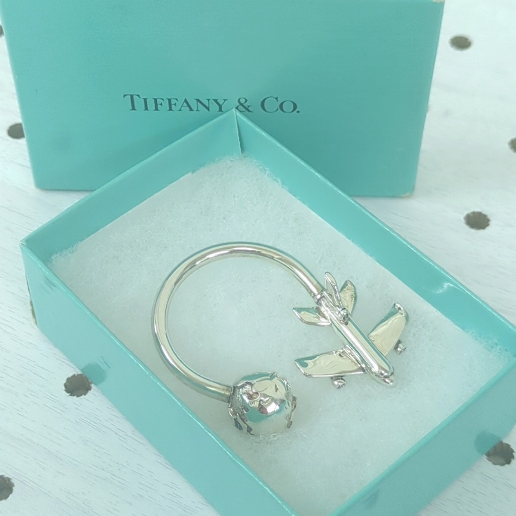 TIFFANY&Co. 飛行機 地球モチーフ オールドティファニー 925 TIFFANY&Co. ティファニー キーリング キーホルダー 地球 飛行機