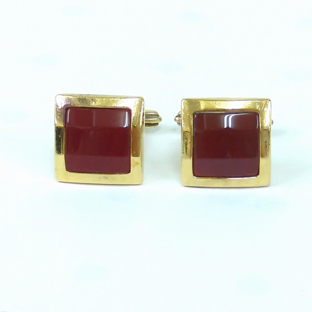 dunhill ダンヒル カフリンクス シルバー925 赤茶色 ゴールドカラー アクセサリー メンズ【中古】Cランク　ギフト　プレゼント