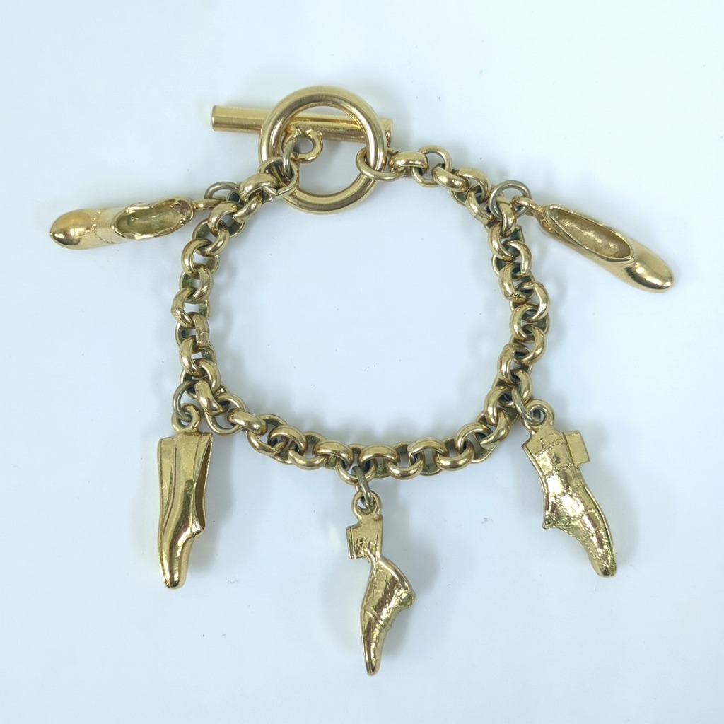 FERRAGAMO フェラガモ 靴 ヒール モチーフ チェーン ブレスレット ゴールド イタリア製 アクセサリー レディース【中古】Cランク　ギフト　プレゼント