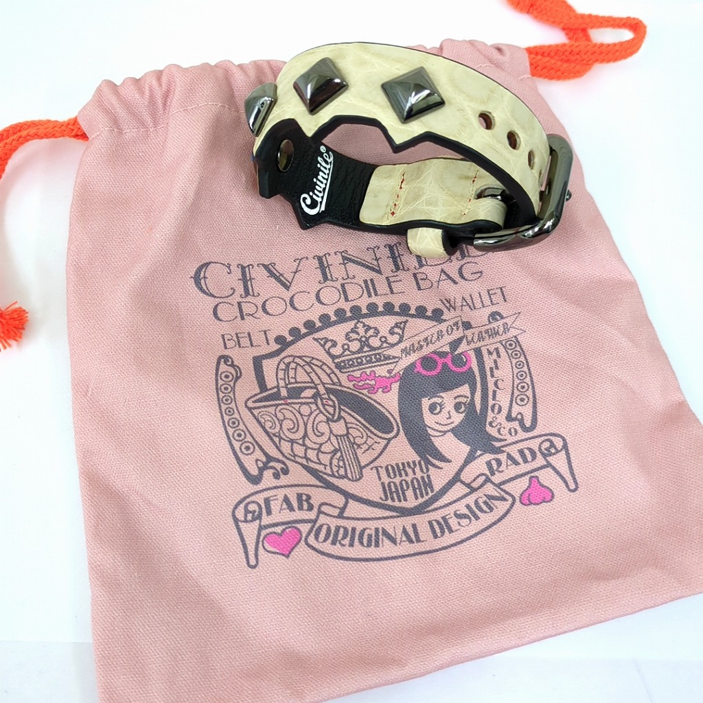Chivinile チビナイル レザー ブレスレット バングル スタッズ アクセサリー レディース【中古】Bランク　ギフト　プレゼント