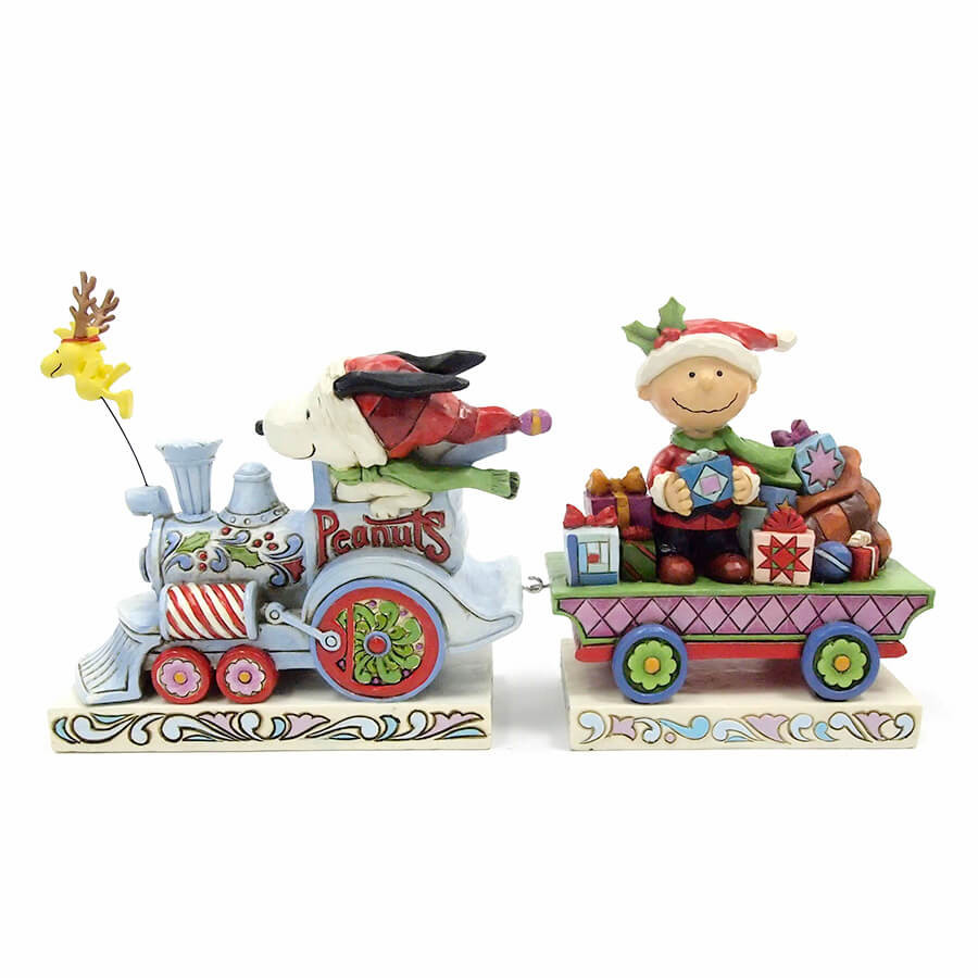 snoopy christmas train set