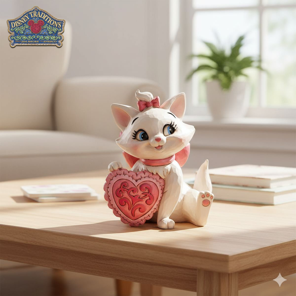 マリー ハートを抱えて 8.8cm おしゃれキャット | ディズニー トラディションズ ジムショア グッズ フィギュア 人形 置物 彫刻 Jim Shore 正規輸入品画像