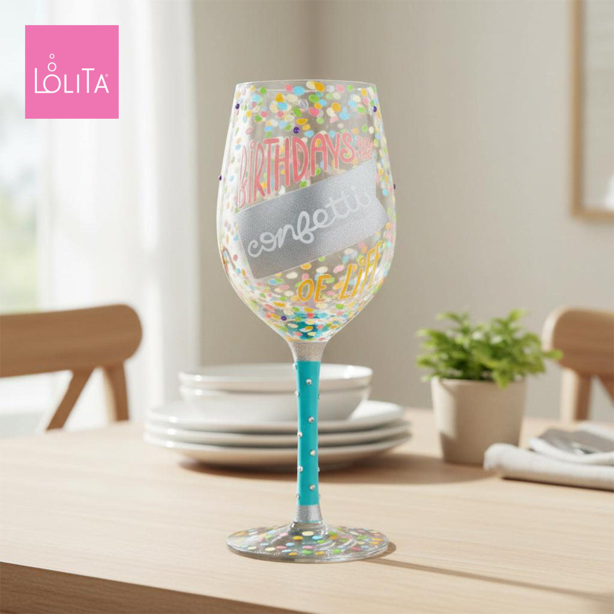 Lolita ワイングラス Birthdays Are Confetti 22.4cm バースディは紙吹雪で | かわいい おしゃれ ポップ モダン デザイン食器 アート ロリータ･ヤンシー 正規輸入品