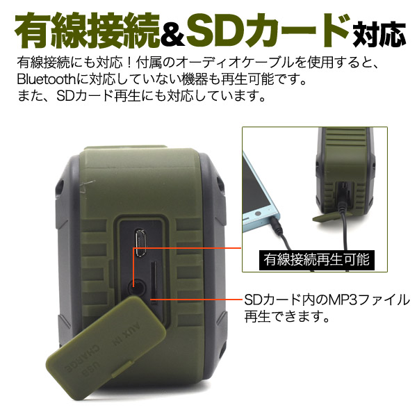 楽天市場 送料無料 充電式bluetoothワイヤレススピーカー 連続再生最大10時間 防水 防塵 耐衝撃 マイク内蔵 ハンズフリー通話可能 小型 軽量 有線接続 Sdカード対応 ストラップ付き ブルートゥーススピーカー アウトドア Iphone おしゃれ 激安輸入雑貨通販の店 Wilmart