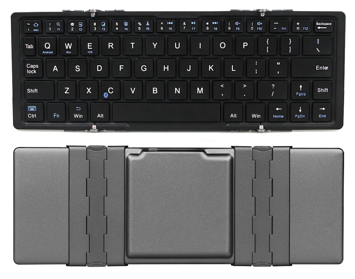 楽天市場 5281 ネコポス送料込 Wt Kbbt07 Bk 無線折りたたみ式キーボード 英語配列 内側ブラック 外側シルバー Ios Android Windows対応 Bluetooth Keyboard Iphone Ipad Winten 楽天市場店