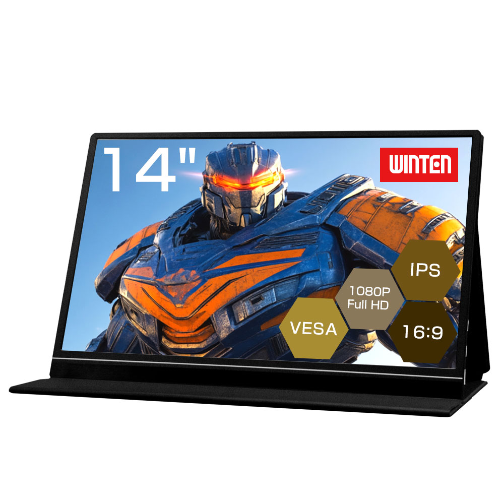 【ポイント10倍】WINTEN ゲーミングモニター 14インチ モバイルモニター 1080P 高画質 パソコンモニター フルHD ディスプレイ PC ゲーム 1年保証 軽量 薄型 非光沢 iPhone 16 コンパクト カバー付 ノングレア IPSパネル HDR タイプC USB-C HDMI WT-140H2-BS 6278画像