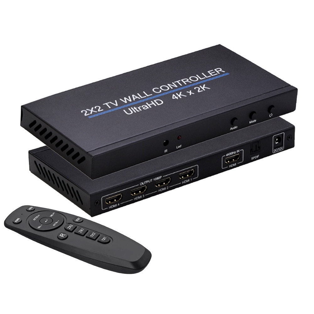 2×2 ビデオウォールコントローラ HDMI サイネージメディアプレーヤー 見せびらかすうつり変わり 1インプット 4最終生産物 4K 2K 解像力 挿し画最終生産物 管する4枚 4画面相応う 遠隔操作付 1年引きうける WT-HDMI-4K60H-S